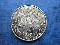 Монета 2 фунта/2/8 экю/крона Гибралтар 1992 рыцарь