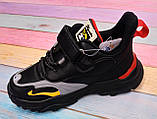 Кросівки демі чорні для хлопчиків, комбіновані на шнурках і липучці р 32;34, фото 3