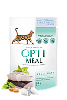 Консервированный корм OPTIMEAL (Оптимил) для кошек треска с овощами 12х85 г АКЦИЯ 2+1