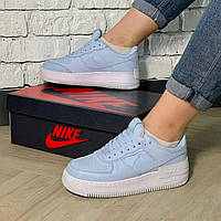 Кроссовки женские Nike Air Force Shadow Blue найк аир форс голубые повседневные