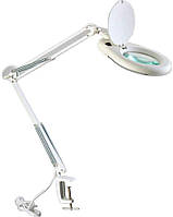 Настільна лупа-лампа ZD-129A Led підсвітка, 5 діоптрій, 130 мм діаметр струбцина