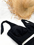 Купальник жіночий великих розмірів, чорного кольору, фото 5