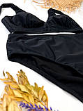 Купальник жіночий великих розмірів, чорного кольору, фото 4