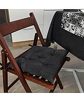 Мягкая Подушка на стул на завязочках Black Milan, холлофайбер 40х40 см