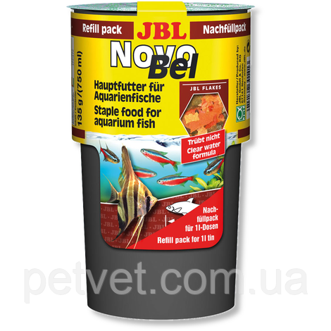 Корм для аквариумных рыб JBL NovoBel (Новобел) хлопья, 750мл/130г ...