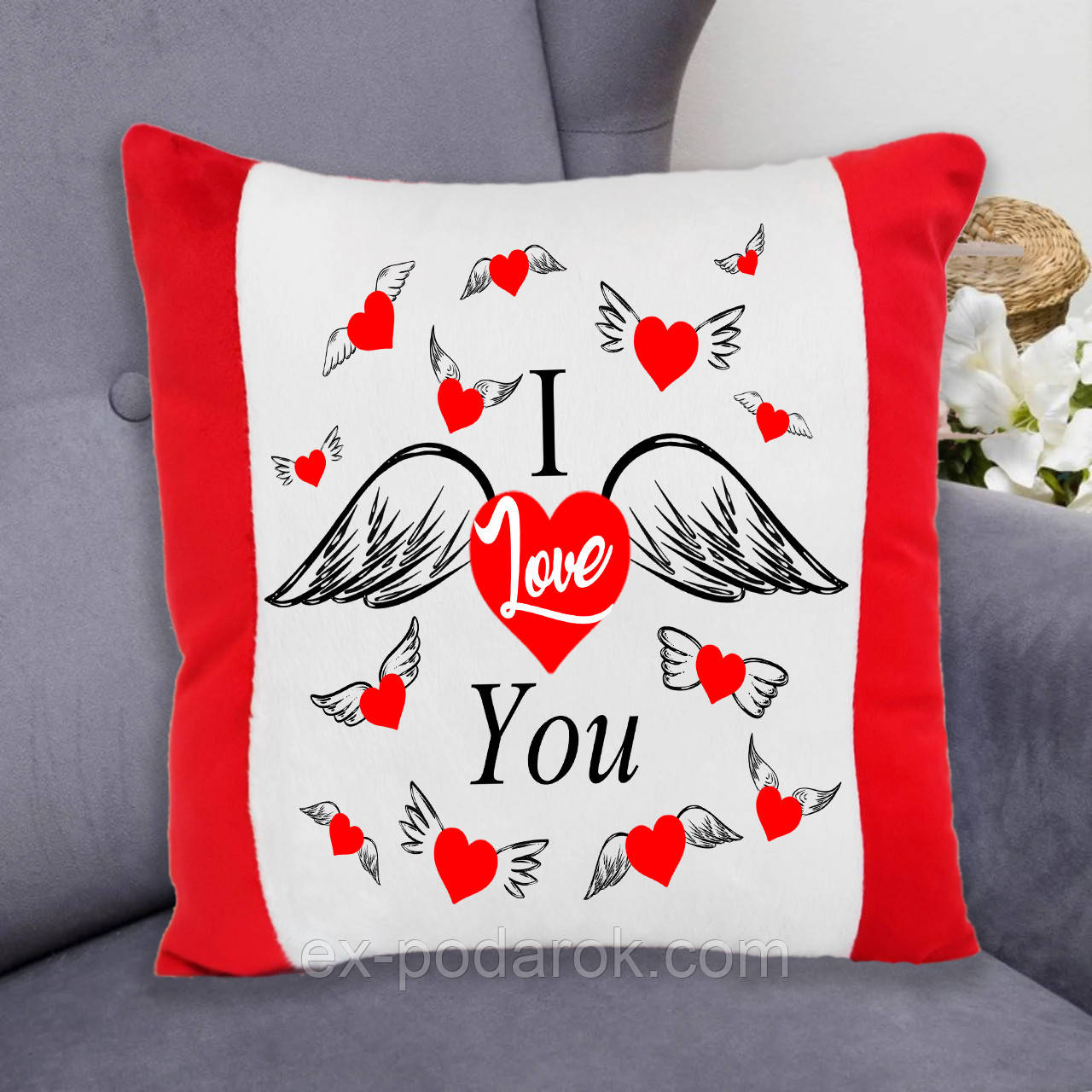 Подушка I love you крила ангелів