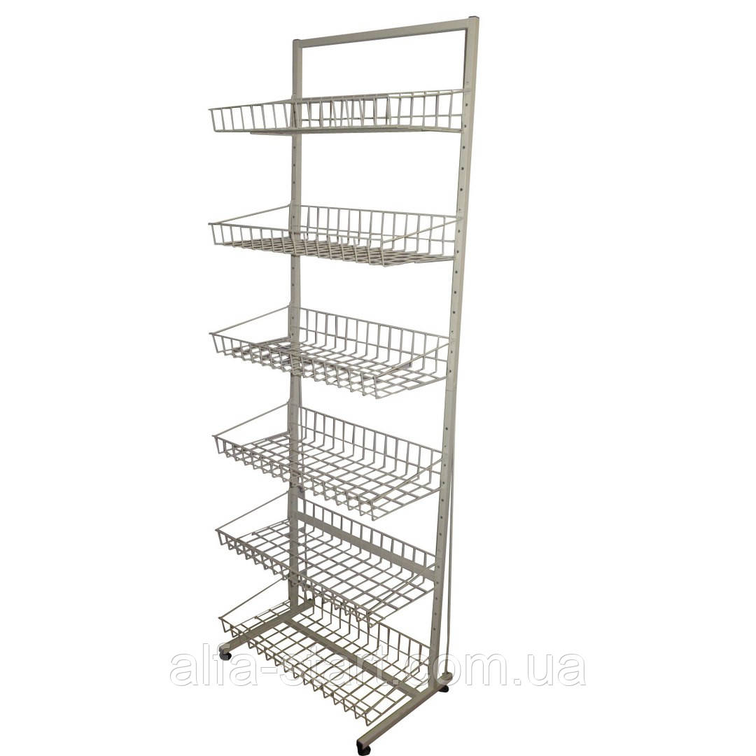 Стелаж 185х90см універсальний білий на шість полиць із сітки