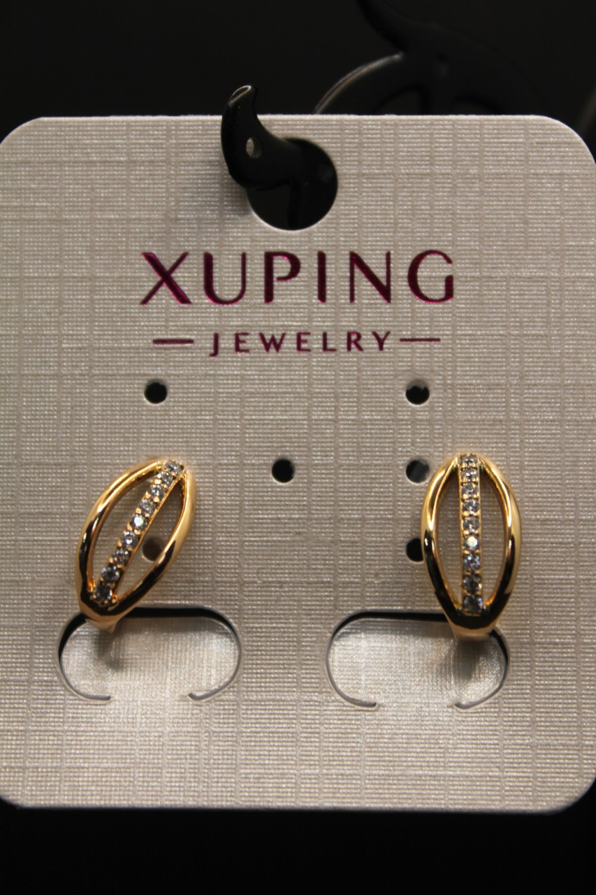 Чудові Хьюпінг золотисті сережки з камінням гірський кришталь Xuping медичне золото