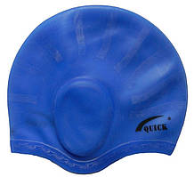  Силіконова шапочка для плавання синього кольору «Уші» 