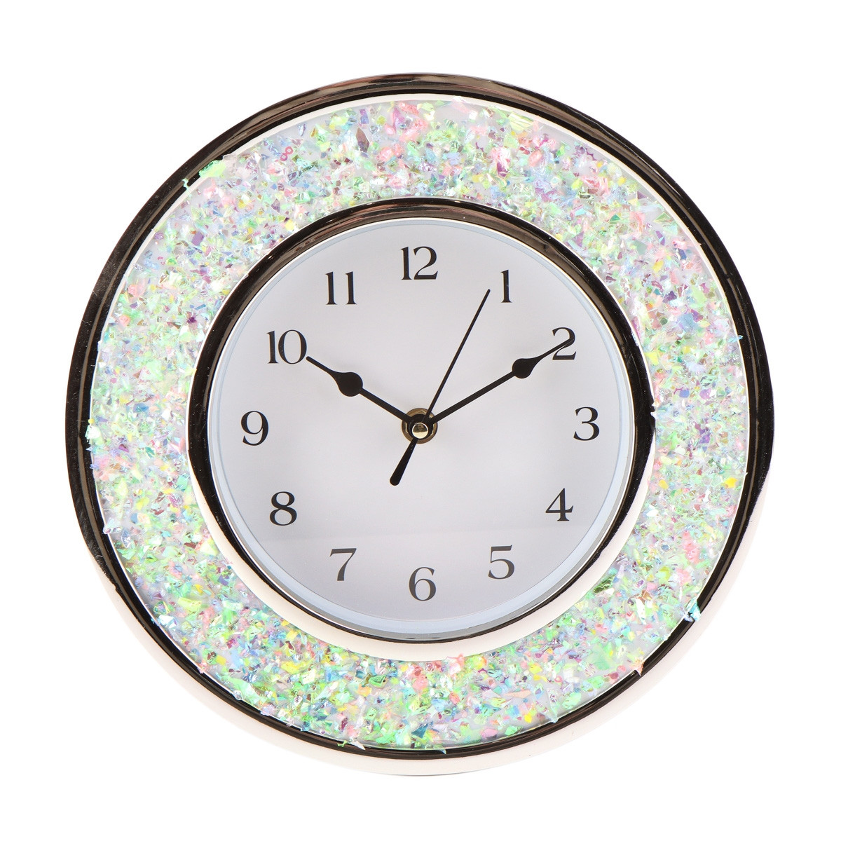 Стильний настінний годинник "Glitter, золоті" 25 см (пластик)