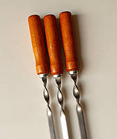 Деревянная ручка для шампуров тонированная + покрытая воском