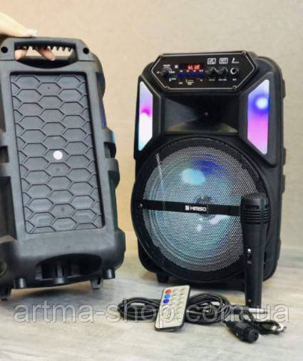 KIMISO Колонка валізу Bluetooth з світломузикою, мікрофон, 30 Ватт, Чорна (QS-4801)