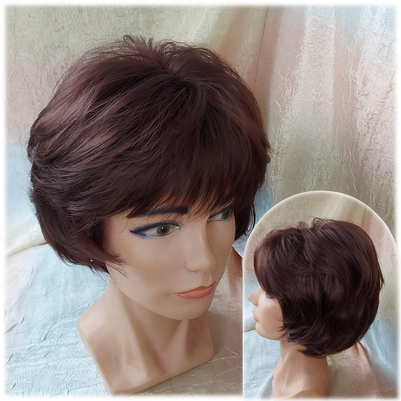 Перука пишна каре каскад із термоволосся каштановий RG 2025-33, фото 1