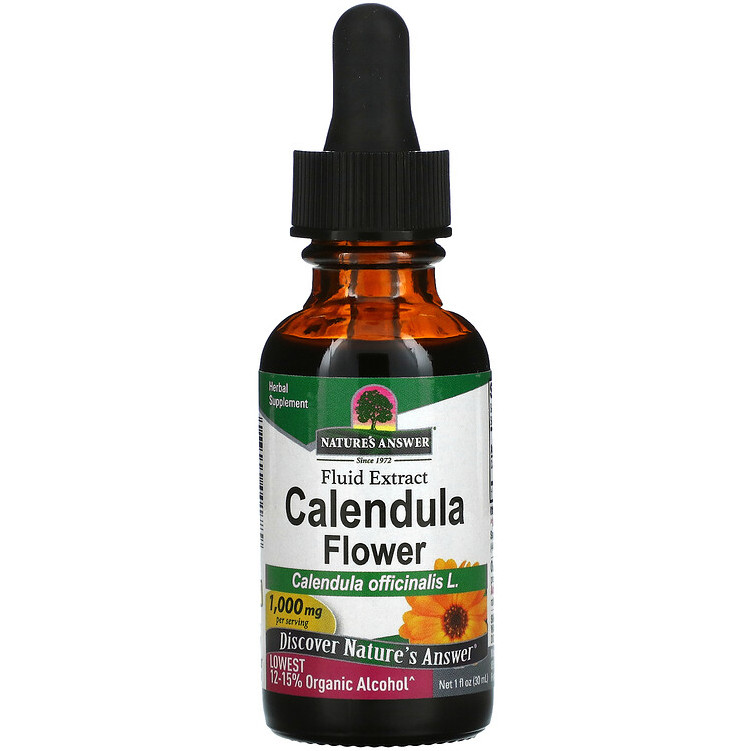 Квітки календули Nature's Answer "Calendula Flower" екстракт із низьким вмістом спирту, 1000 мг (30 мл)