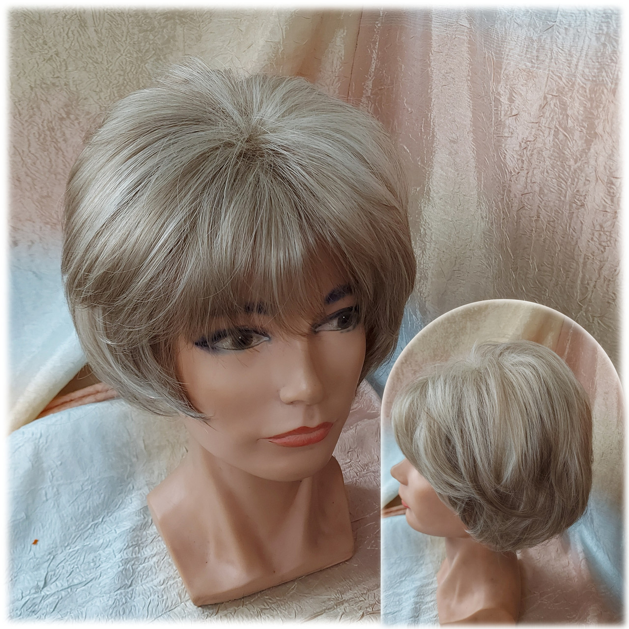 Пишна перука каре каскад з термоволосся песочний мікс RG 2025-Н16/613, фото 1