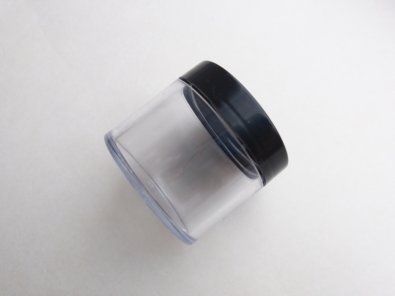 50 мл 55 мм х 48 мм баночка прозора пластикова для кремів, сипучих матеріалів з чорною кришкою