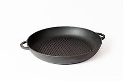 Сковорода гриль чавунна, емальована, d=200 мм, h=35 мм, матово-чорна