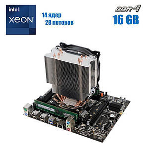 Комплект: Материнська плата X99-V202 + Intel Xeon E5-2660 v4 (14 (28) ядер з 2.0 - 3.2 GHz) + 16 GB DDR4 +, фото 2