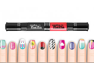 Дитячий лак-олівець для нігтів Malinos Creative Nails на водній основі (2 кольори Чорний + Малиновий)