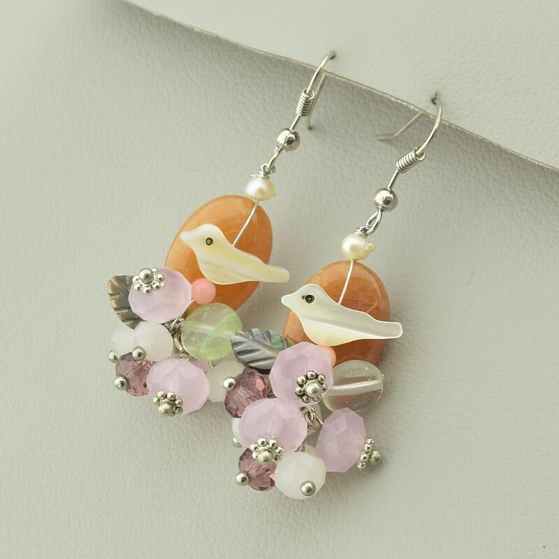Сережки 'Hand Made' Сердолик Біжутерний сплав