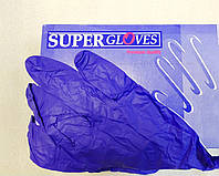 Перчатки синие нитриловые Суперглавс размер М без пудры, 1 штука