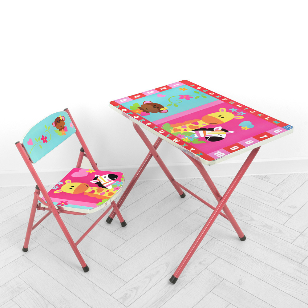 Дитячий столик з одним стільчиком Bambi A19-GIR складаної тварини, фото 1