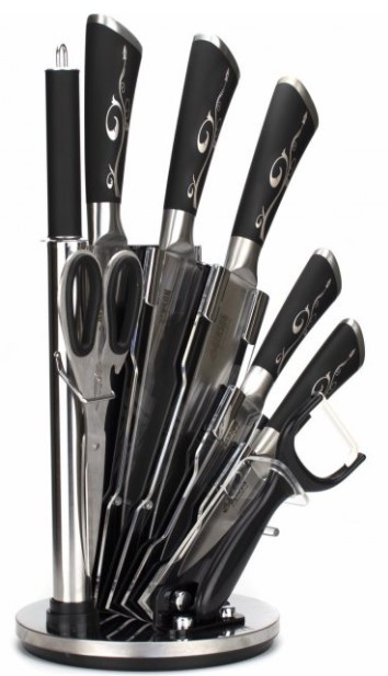 Набір кухонних ножів з акриловою підставкою Benson BN-403 8 предметів, фото 1