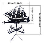 Флюгер Корабель, Вітрильник, флюгер на дах з металу 2 мм., фото 2