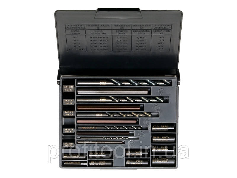 Набор экстракторов BAHCO для обломанных винтов болтов и булавок 21 шт.; CrV сталь (1418S), фото 1