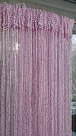Штори нитки кісея дощ з люрексом однотонні № 5 рожевий 3 м на 2.8 м більше 50-ти кольорів