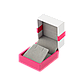 Футляр для ювелірних прикрас преміум квадрат рожевий із 2 в 1 ложементом, фото 2