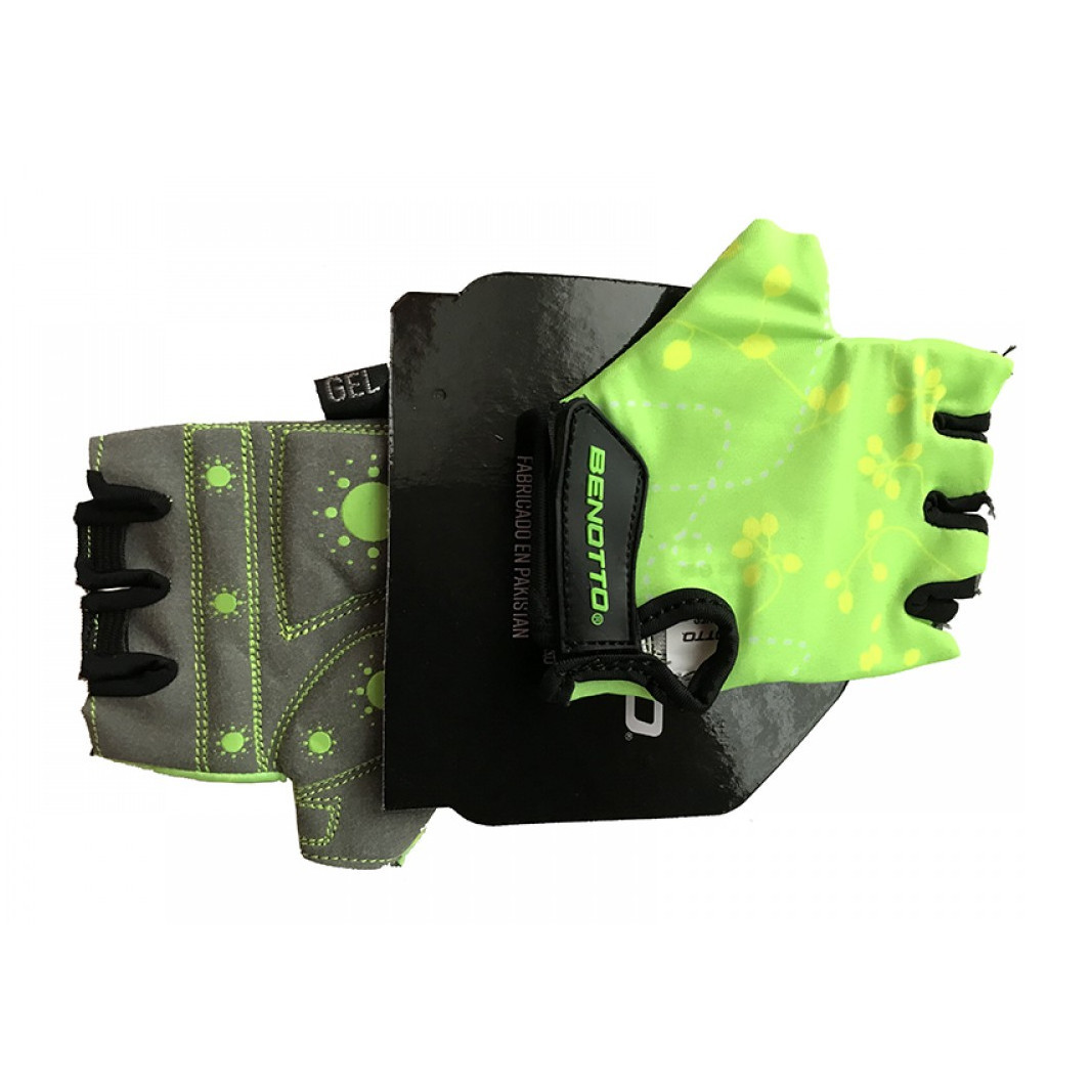 Рукавички велосипедні дитячі відкриті Benotto LCL-K6596(Green/Grey) XS