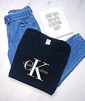 Женская чёрная футболка с принтом "Calvin Klein Jeans"