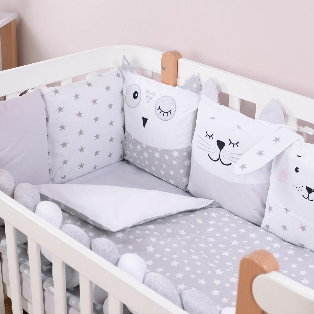 Постільний комплект дитячий Baby Veres Smiling animals white-gray 6 одиниць