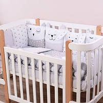 Постільний комплект дитячий Baby Veres Smiling animals white-gray 6 одиниць, фото 2