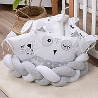 Постільний комплект Baby Veres Smiling animals white-gray (6 од.), фото 4