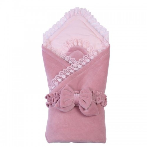 Конверт-ковдра для новонароджених Baby Veres Velour lace Dusty rose 80х80 см