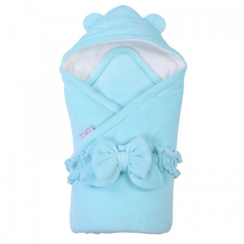 Конверт-ковдра з капюшоном Baby Veres Velour mint 80х80 см