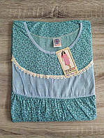 Ночная женская рубашка короткий рукав хлопок Дженни L, бирюзовый