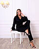 Піжама жіноча шовкова штани та сорочка на захід із натуральним пером колір чорний S 20319, фото 10