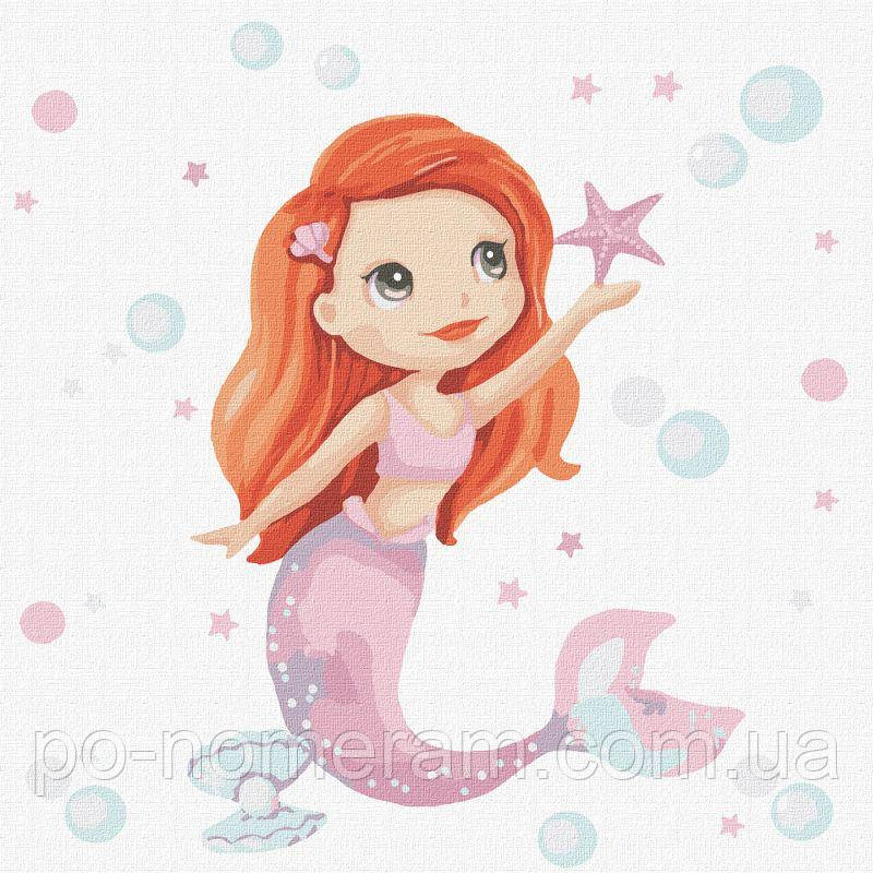 Дитяча Картини за номерами Ідейка Руда русалочка (KHO2381) 30 х 30 см, фото 1