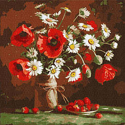 Малюнок по цифрам Ідейка Маково-полуничний етюд (KHO2992) 40 х 40 см