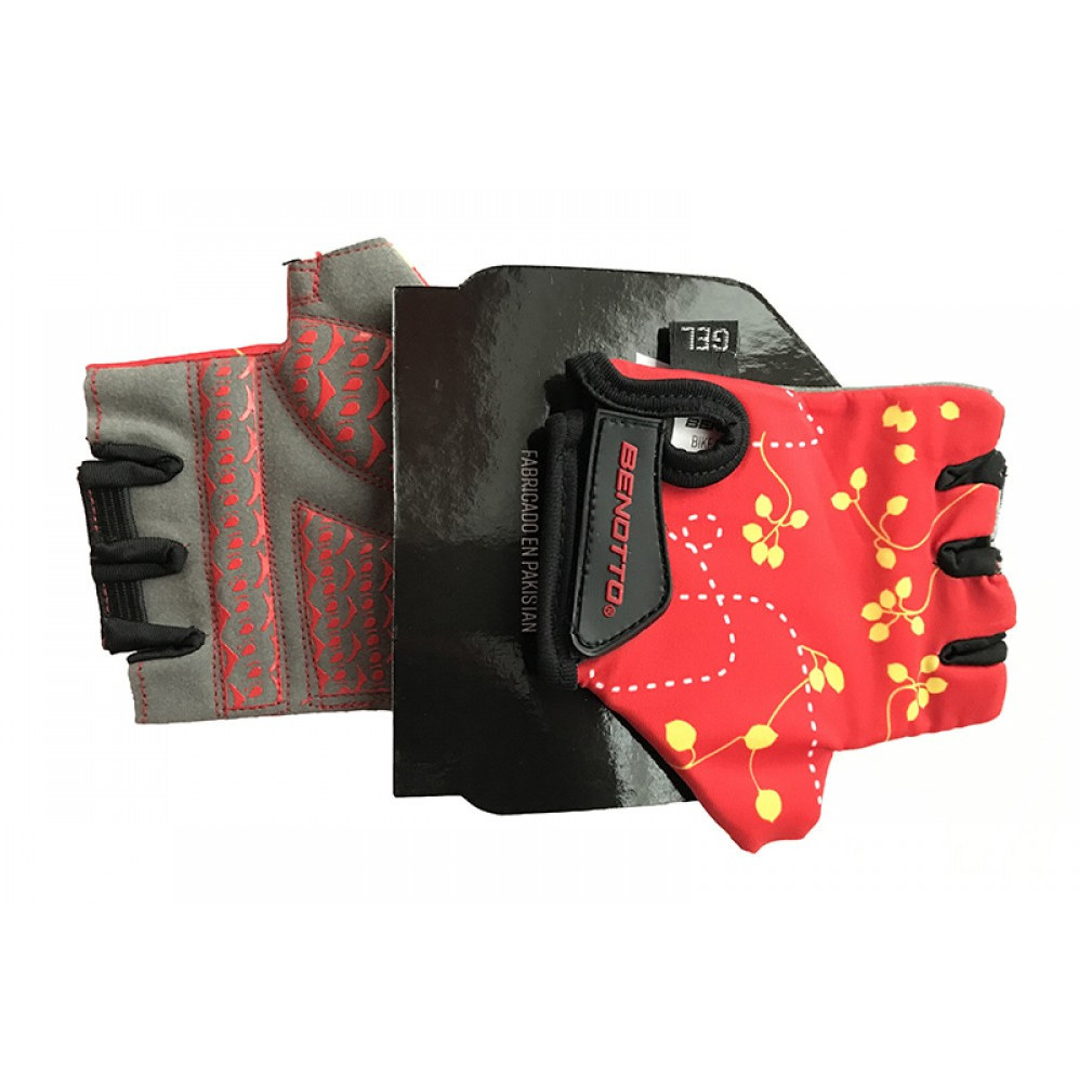 Рукавички велосипедні дитячі відкриті Benotto LCL-K6596(Red/Grey) XS
