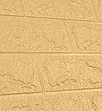 Самоклеюча декоративна 3D панель жовто-пісочна (Бежева) цегла 700х770х5мм, фото 2