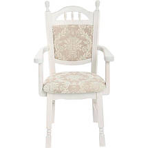 Стілець з підлокітниками з натурального дерева "Бреда" з високою спинкою та тканинною оббивкою, фото 3