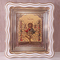 Ікона Аз є Лоза Істинна, лик 15х18 см, у білому фігурному дерев'яному кіоті