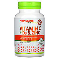 Витамины C Д3 Цинк NutriBiotic Immunity Vitamin C D3 Zinc поддержка иммунитета 100 капсул