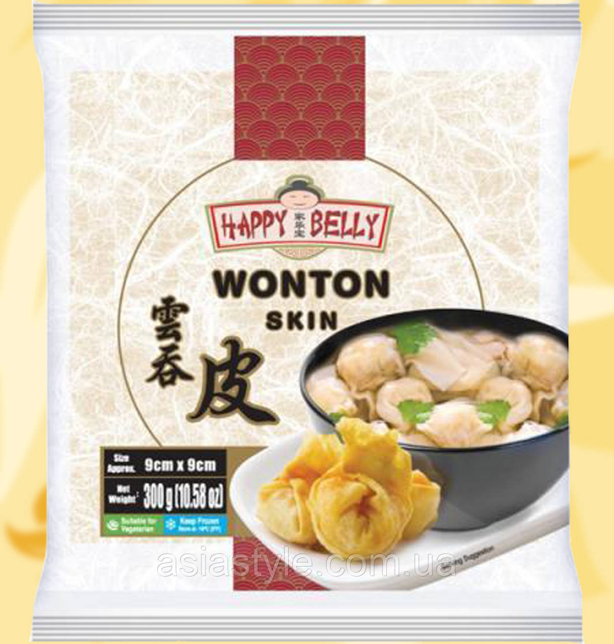 Тісто для вонтонів, тесто для вонтонов, Dough for wontons, Happy Belly, 300г, 9*9см, МоЧ