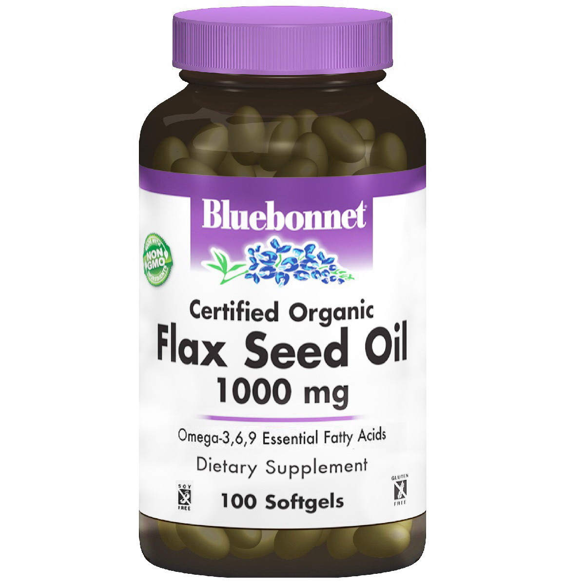 Органічна льоняна олія 1000 мг, Bluebonnet Nutrition, 100 желатинових капсул