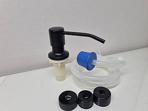 Дозатор миючого засобу врізний для кухоні з гнучкою трубкою колір чорний, фото 2